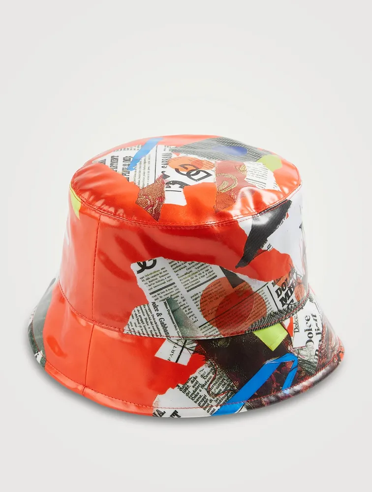 Bucket Hat Newspaper Patchwork Print