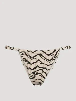 Adjustable Ruched Bikini Bottom In Animal Print