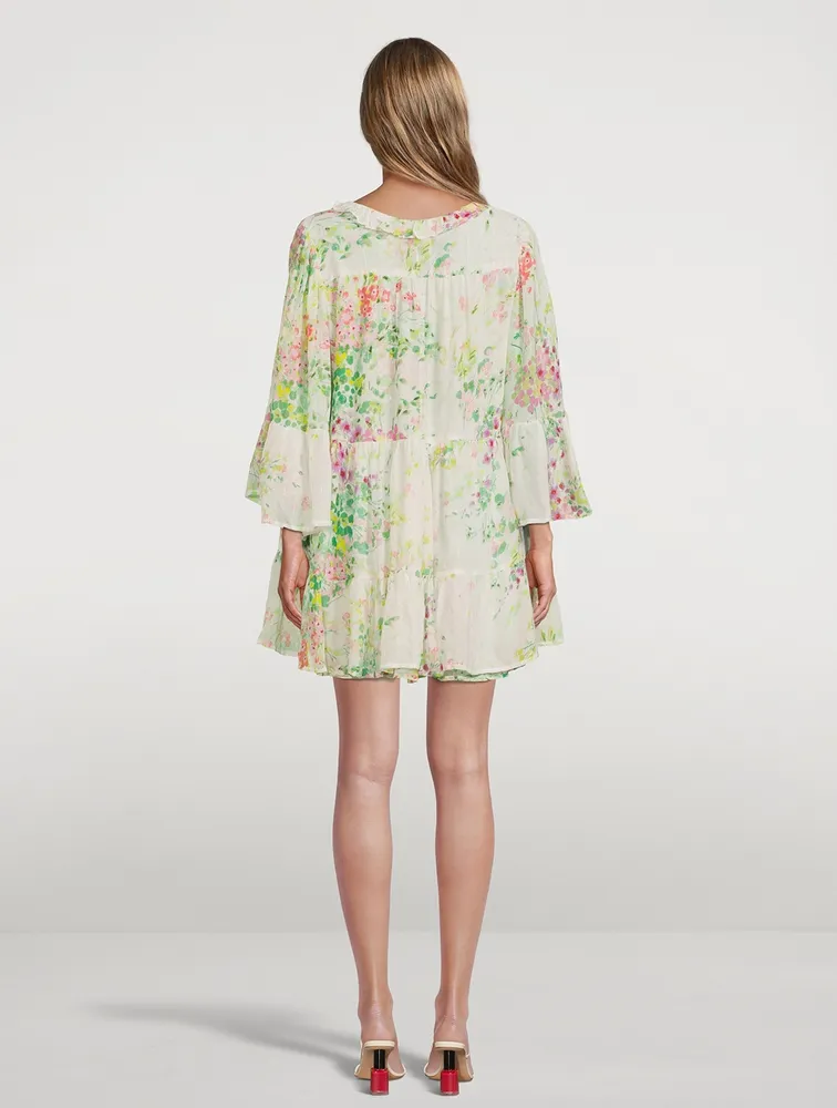 Simona Chiffon Mini Dress In Floral Print
