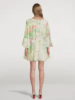 Simona Chiffon Mini Dress In Floral Print