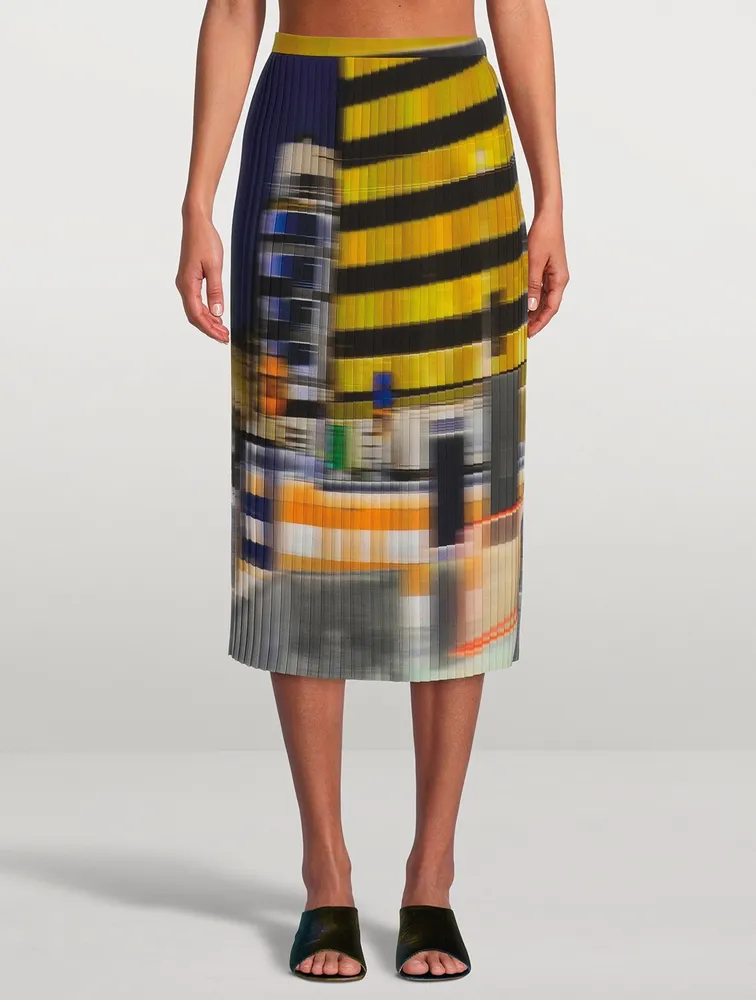 Sarean Printed Pleated Midi Skirt