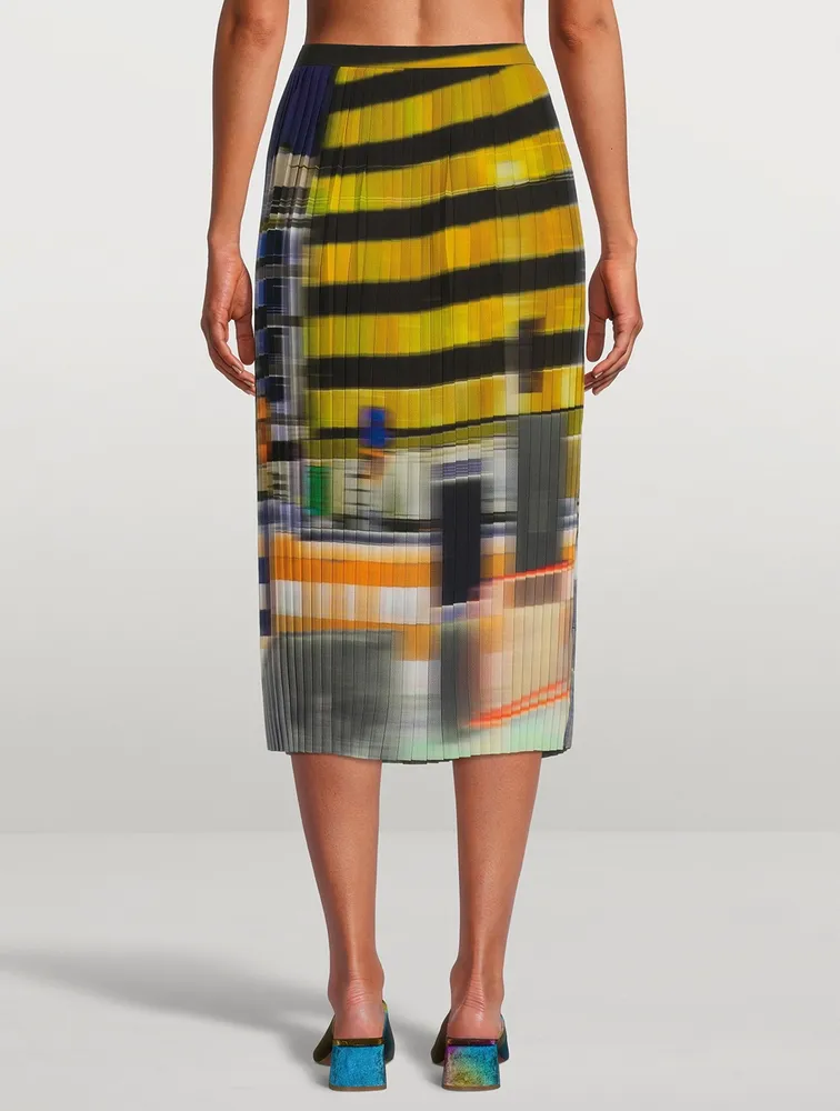 Sarean Printed Pleated Midi Skirt
