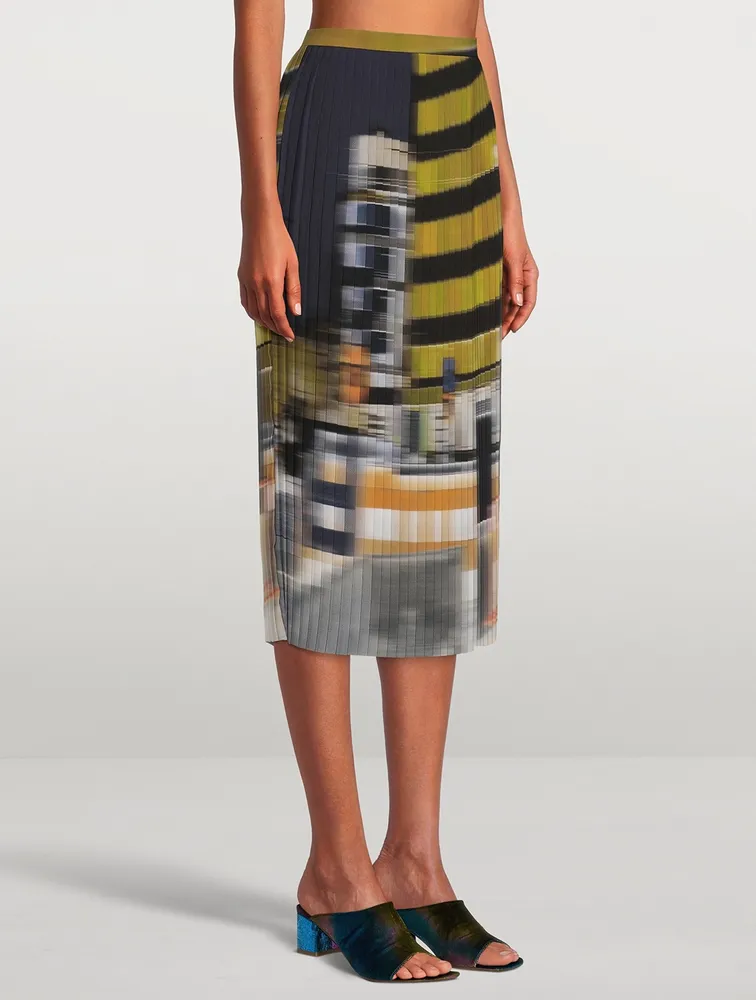 Sarean Printed Pleated Midi Skirt