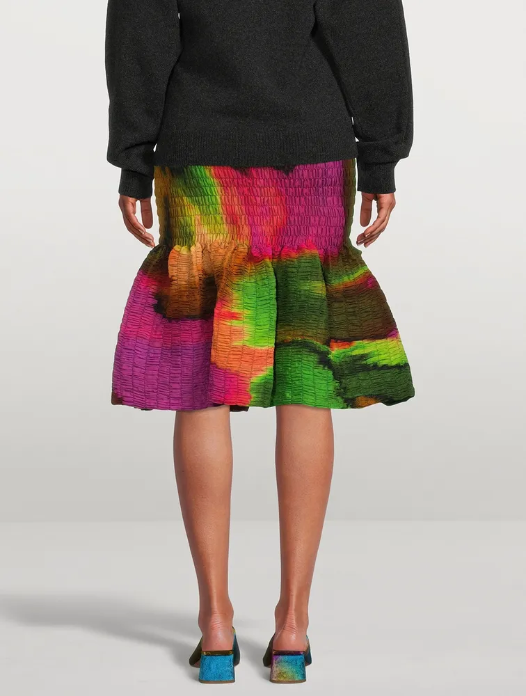 Saturn Printed Smocked Midi Skirt