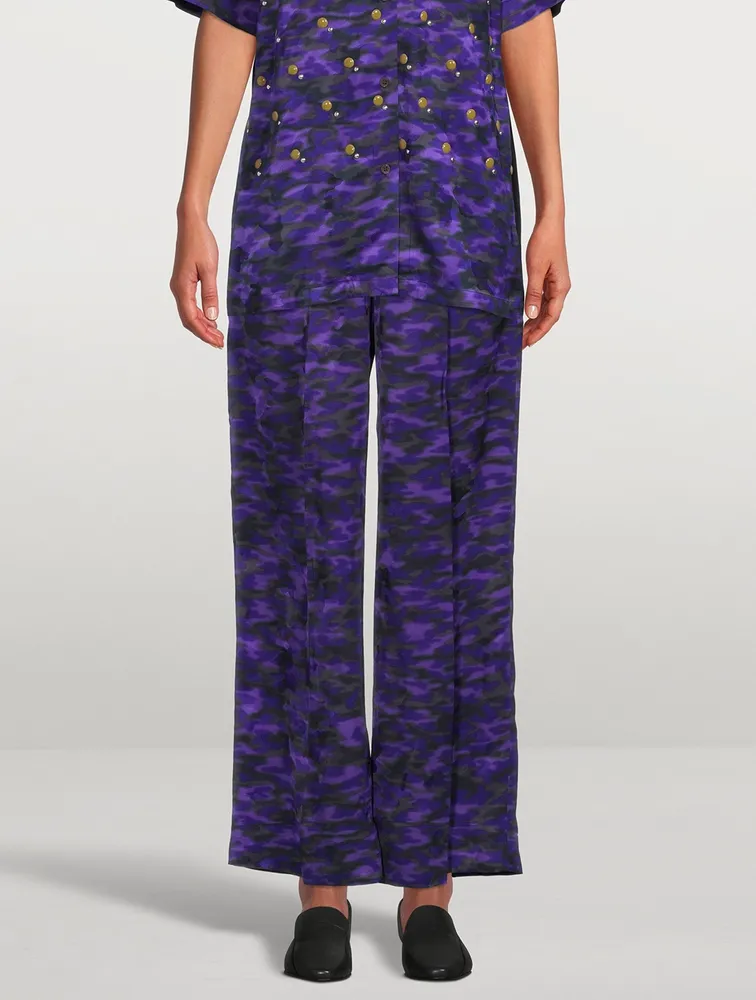 Puvis Wide-Leg Pants Camo Print