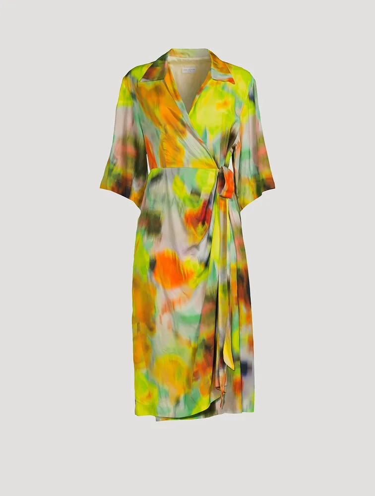 Darola Printed Silk Wrap Dress