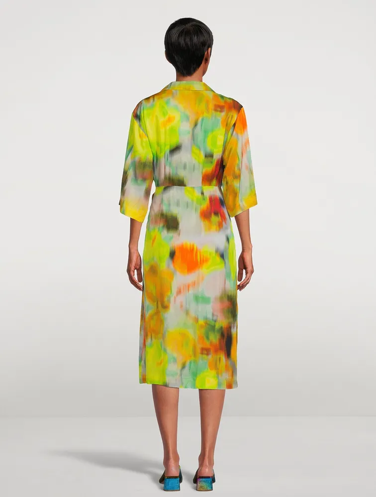 Darola Printed Silk Wrap Dress