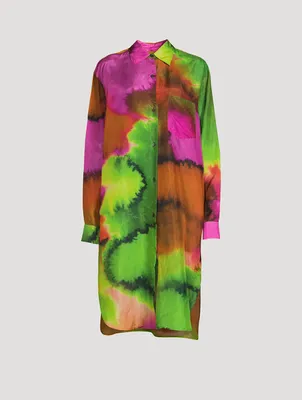 Dayley Printed Silk Shirt Dress