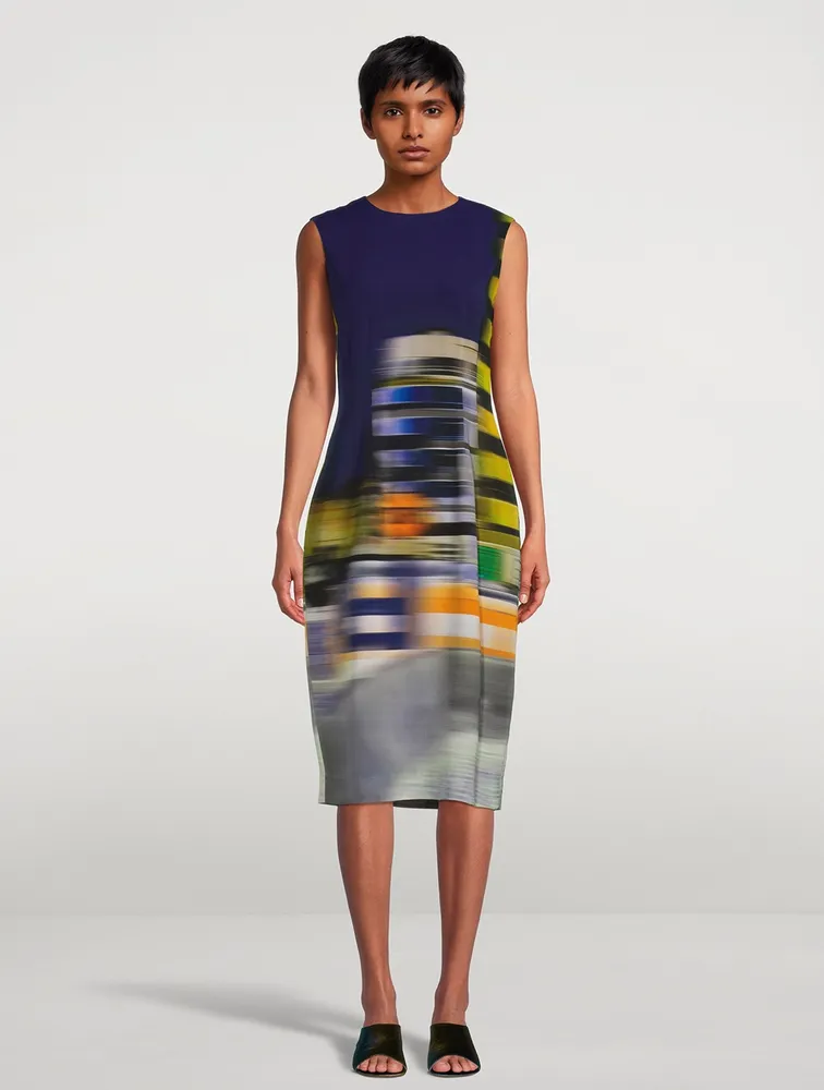 Delavina Printed Sleeveless Midi Dress