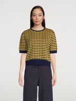 Jaleena Short-Sleeve Jacquard Sweater