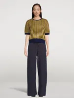 Jaleena Short-Sleeve Jacquard Sweater