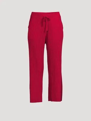 Silk Cashmere Ribbed Wide-Leg Pants