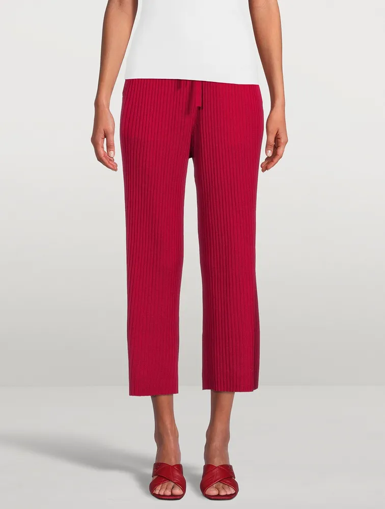 Silk Cashmere Ribbed Wide-Leg Pants