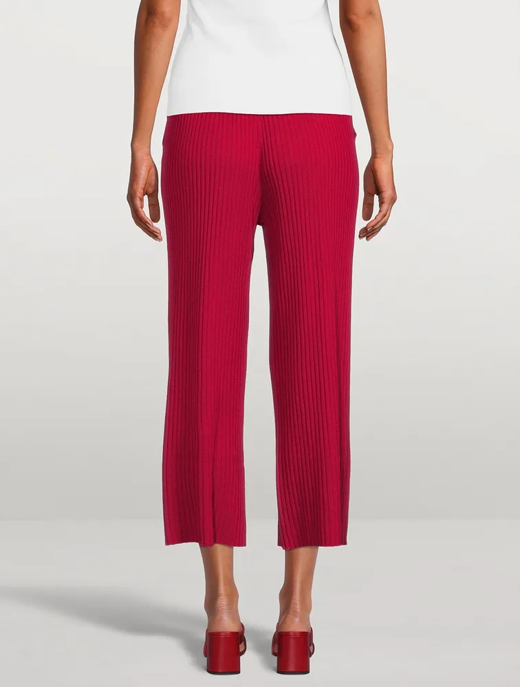 Silk Cashmere Ribbed Wide-Leg Pants