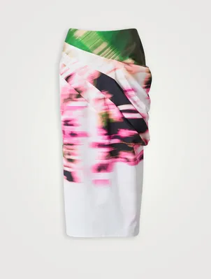 Printed Draped Midi Skirt