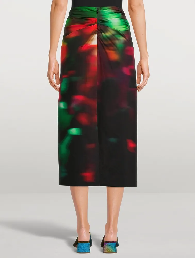 Stanley Printed Draped Midi Skirt