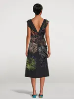 De Ruched Satin Dress Firework Print