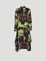 Dras Printed Satin Shirt Dress