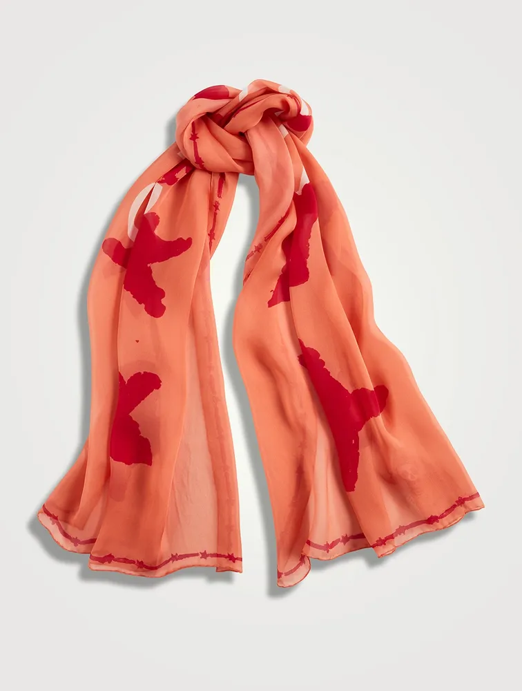 Silk Logo Scarf In Star Print