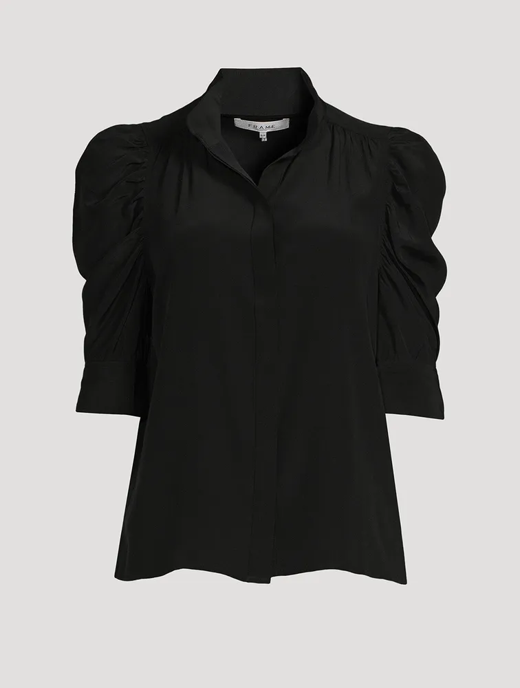 Gillian Puff-Sleeve Silk Blouse