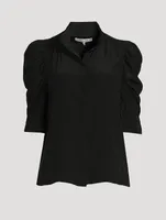 Gillian Puff-Sleeve Silk Blouse