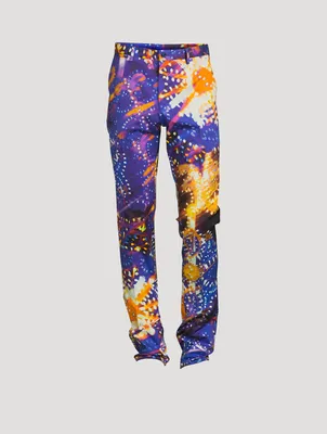 Cotton Stretch Pants Light Print