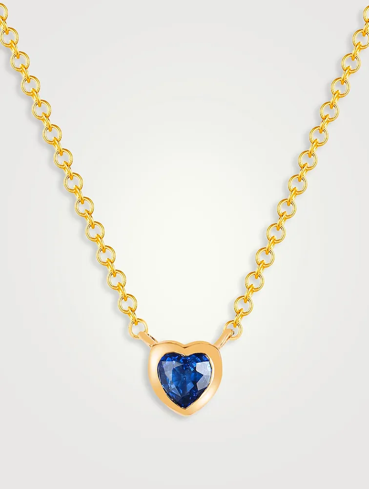 14K Gold Sapphire Heart Necklace