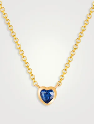 14K Gold Sapphire Heart Necklace