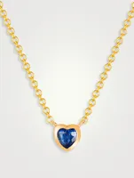 14K Gold Sapphire Heart Necklace