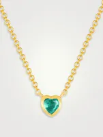 14K Gold Emerald Heart Necklace
