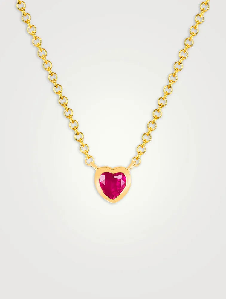 14K Gold Ruby Heart Necklace
