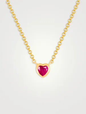 14K Gold Ruby Heart Necklace