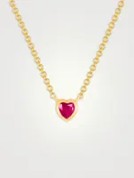 14K Gold Ruby Heart Necklace