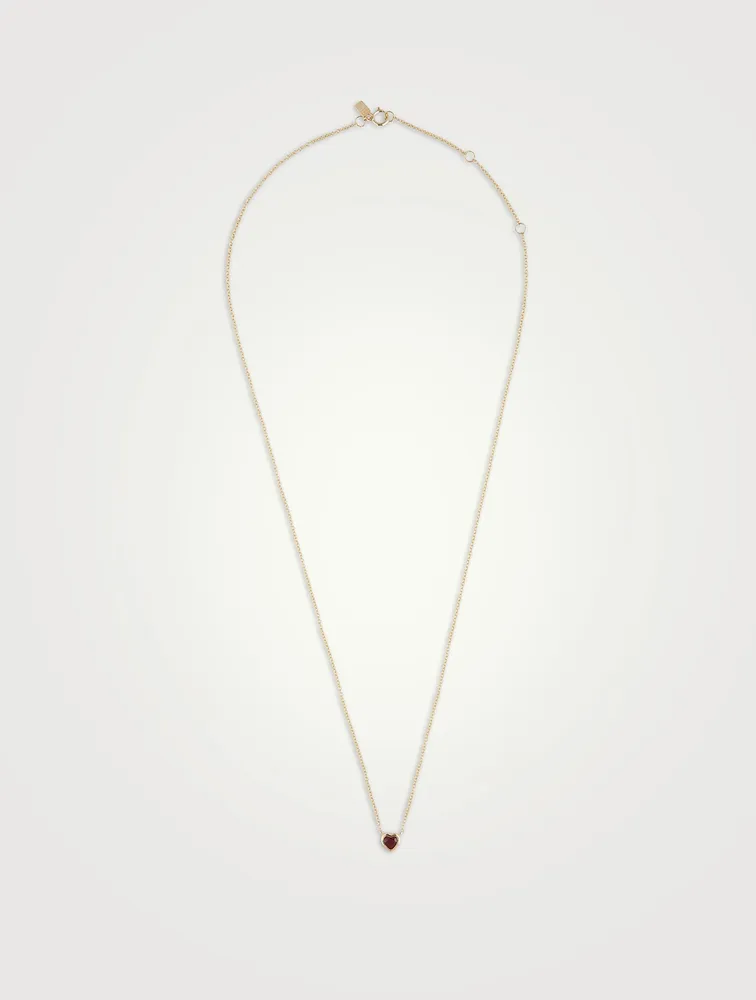 14K Gold Ruby Heart Necklace