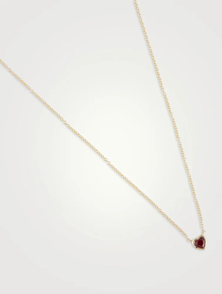 14K Gold Ruby Heart Necklace