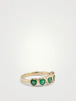 14K Gold Multi Heart Ring With Emeralds