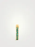 Mini 14K Gold Huggie Hoop Earring With Emerald