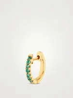 Mini 14K Gold Huggie Hoop Earring With Emerald