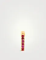 Mini 14K Gold Huggie Hoop Earring With Ruby