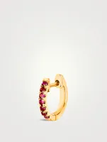 Mini 14K Gold Huggie Hoop Earring With Ruby