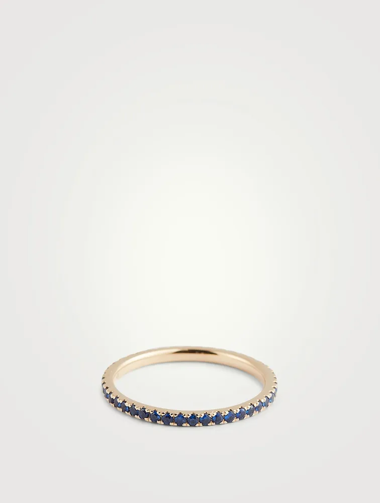 14K Gold Eternity Stack Ring With Sapphire