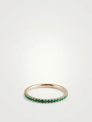14K Gold Eternity Stack Ring With Emeralds