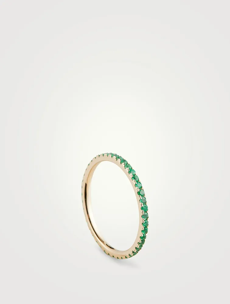 14K Gold Eternity Stack Ring With Emeralds
