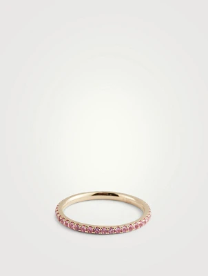 14K Gold Eternity Stack Ring With Pink Sapphire