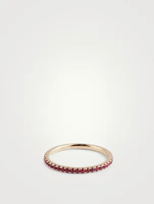 14K Gold Eternity Stack Ring With Ruby