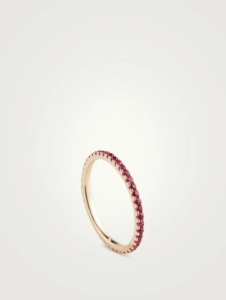 14K Gold Eternity Stack Ring With Ruby
