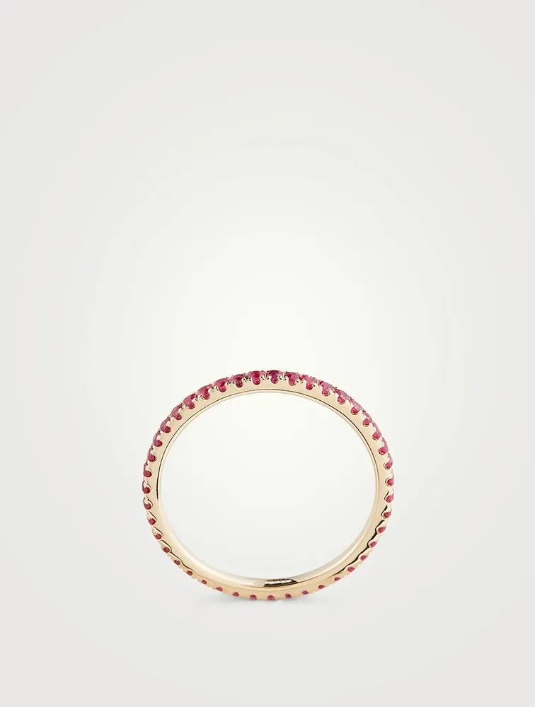 14K Gold Eternity Stack Ring With Ruby