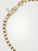 14K Gold Love Curb Chain Bracelet With Diamonds