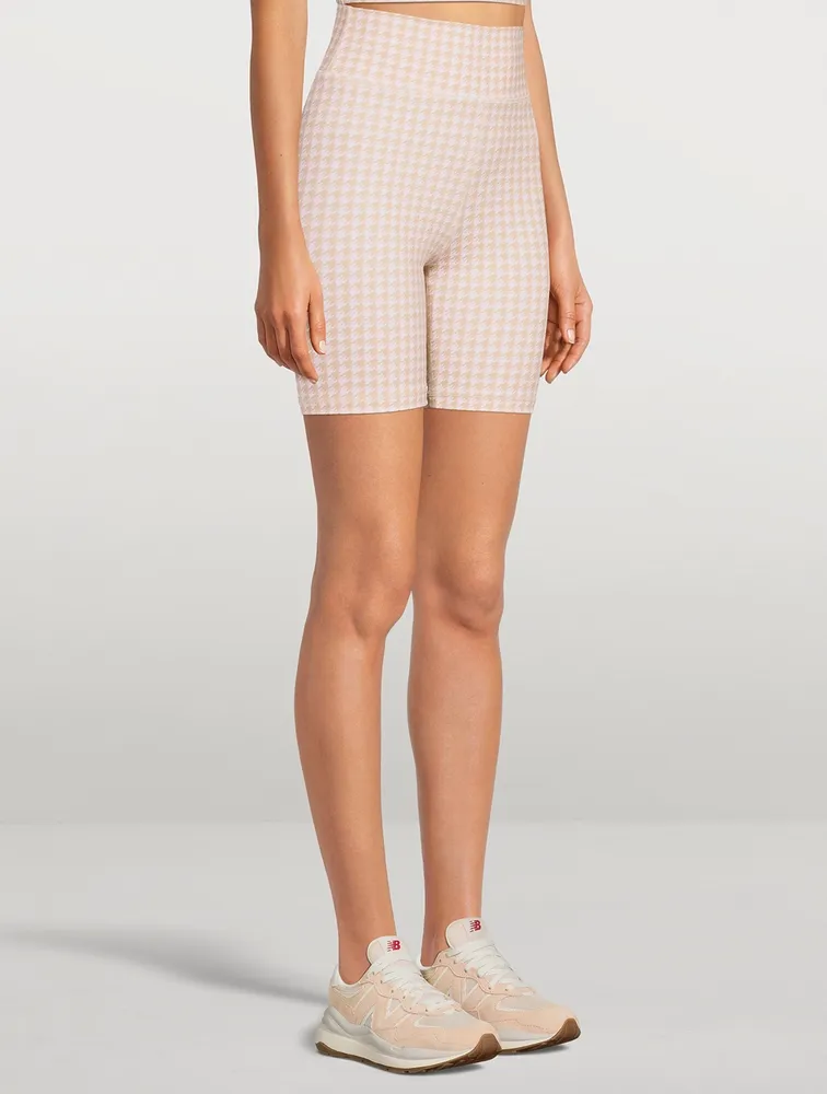 Dance Spin Bike Shorts In Houndstooth Print