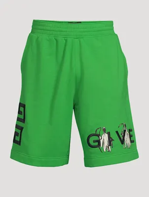 4G Embroidered Shorts With Reaper Print